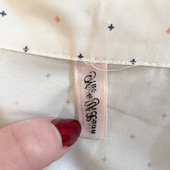 Star or cross print button-down shirt ~ Celestrial white pink blue MEDIUM blouse - Picture 2 of 15